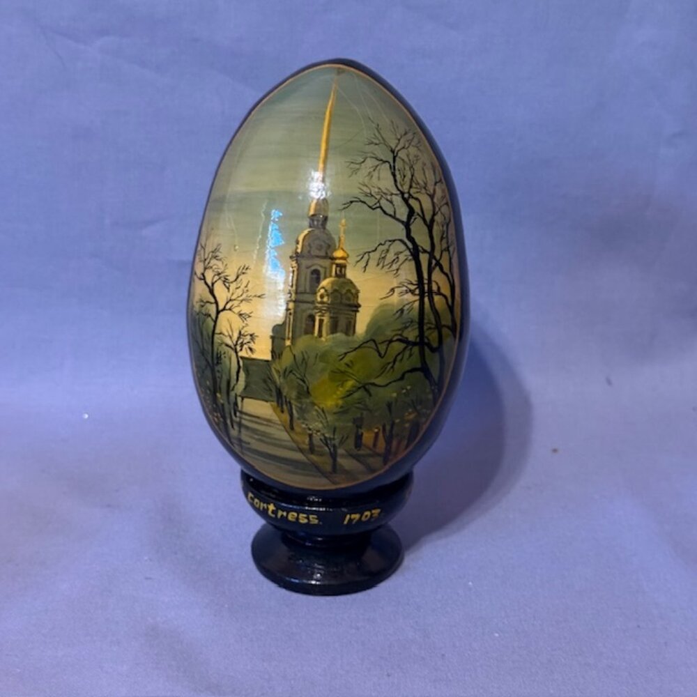 Vintage Orthodox Icon Christian Gift St Petersburg Wood Egg Paul Fortress 1703